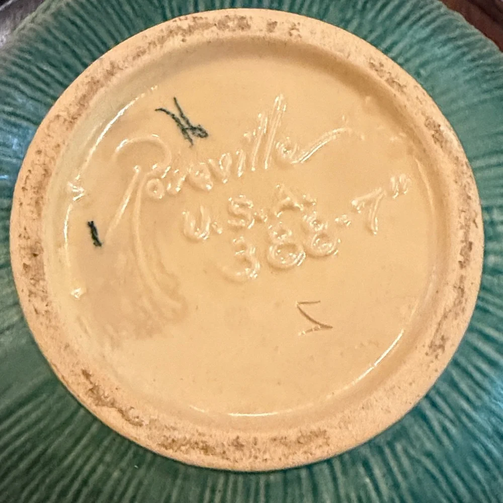 Vintage Roseville 🌹 White Roses Planter Bowl in Pink, size # 388-7, c.1949❤️